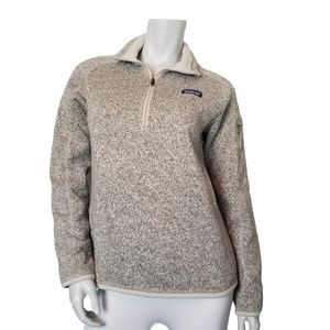 Patagonia Better Sweater Quarter Zip Fleece Lined in Pelican Tan & Grey